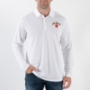 A man is wearing the polo shirt with a hand in his pocket.