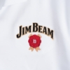 Close-up of the "Jim Beam" decoration and the red logo under it.