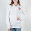 A front view of a woman wearing the polo.