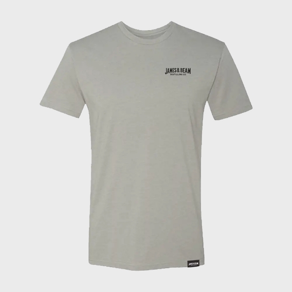 Light-gray t-shirt, front with  James Bean written on the left peck.
