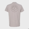 Back view of shirt. A grey circular design that spells “Knob Creek, Clermont, KY, Quality SDT.