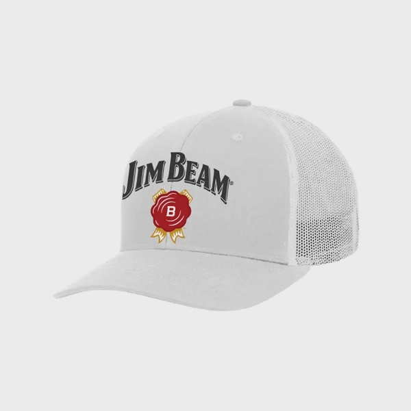 White Trucker Cap Front Image on gray background
