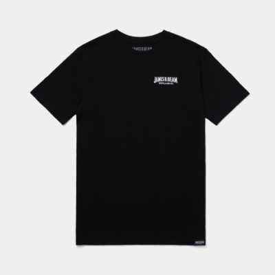 Black tee with the James B Beam logo on the left chest.